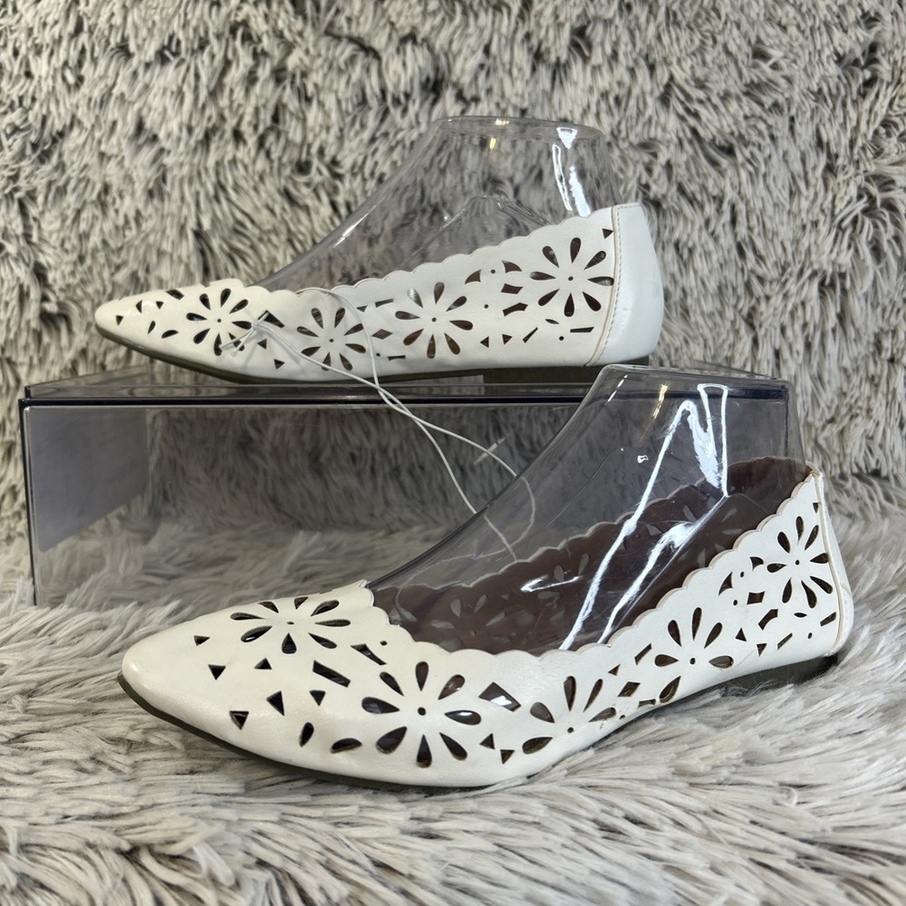 UnionBay Whitney White Ballet Slippers Shoes Loafer Flats Laser Cut‎ Out BOHO 7